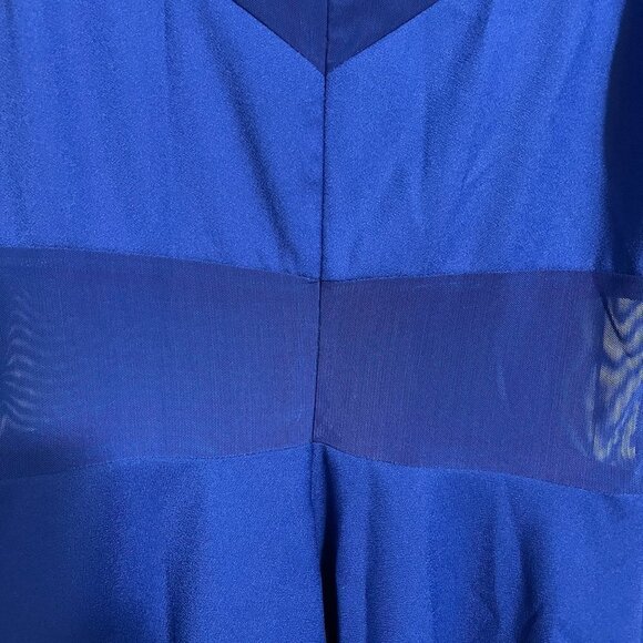 ASTR Women's Royal Blue Mesh Inset Embroidered Fit & Flare Mini Dress Medium - Picture 6 of 11